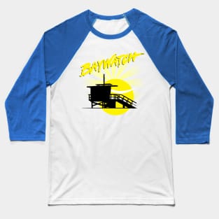 Baywatch Lifeguard Tower Sunset Baseball T-Shirt